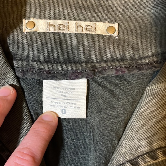 Anthropologie hei hei Women’s Olive Green Crop Jean Jacket - Picture 2 of 7